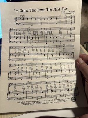  48  Country Advance Copy Sheet Music   I m gonna tear down the mailbox 