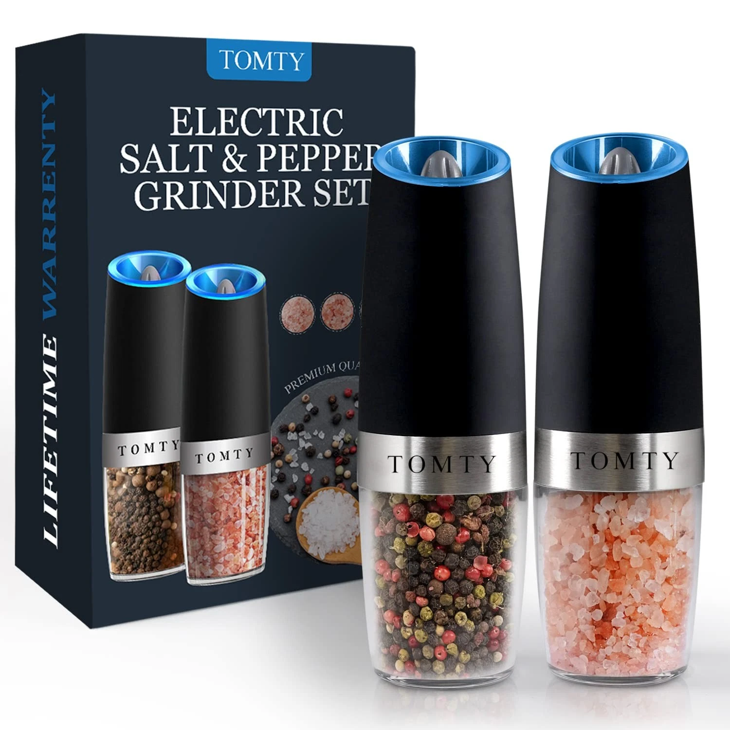 Gravity Electric Salt and Pepper Grinder Set White Elephant Gifts for Women W...