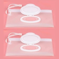 2Pcs White Baby Wipe Case Travel Holder Keeps Wipes Moist Set of Wet Diaper