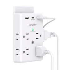 Multi Plug Outlet Extender with USB C Ports, HANYCONY 3 Sided Power Strip Surge