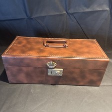 Vintage 8 track tape case carrier 24 tapes Brown with handle 1970's Car Auto