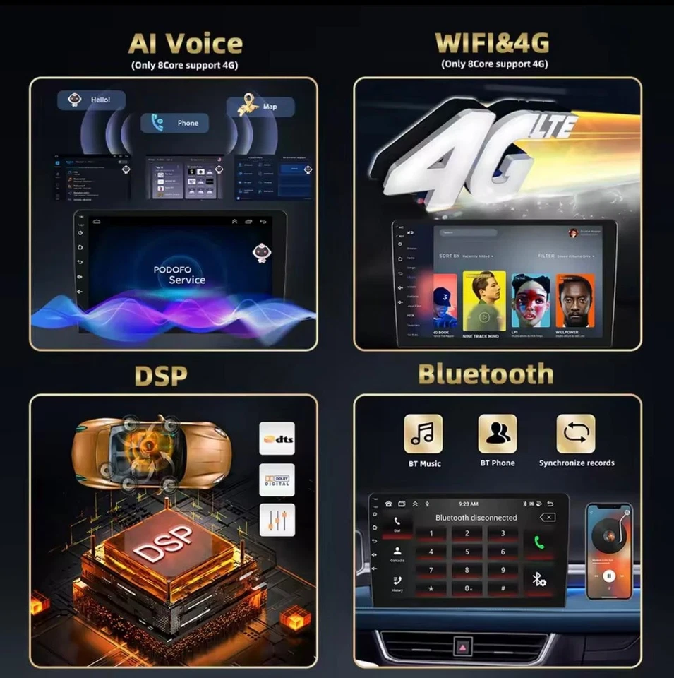 Radio de coche para Ford Fiesta 2009–2014 | 4+64GB | Navegador GPS | WiFi | 4 - Imagen 4 de 4