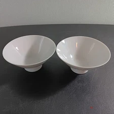 Pair Of Vintage Jingdezhen Horse Image Pedestal Rice Bowls W/Reign Marks
