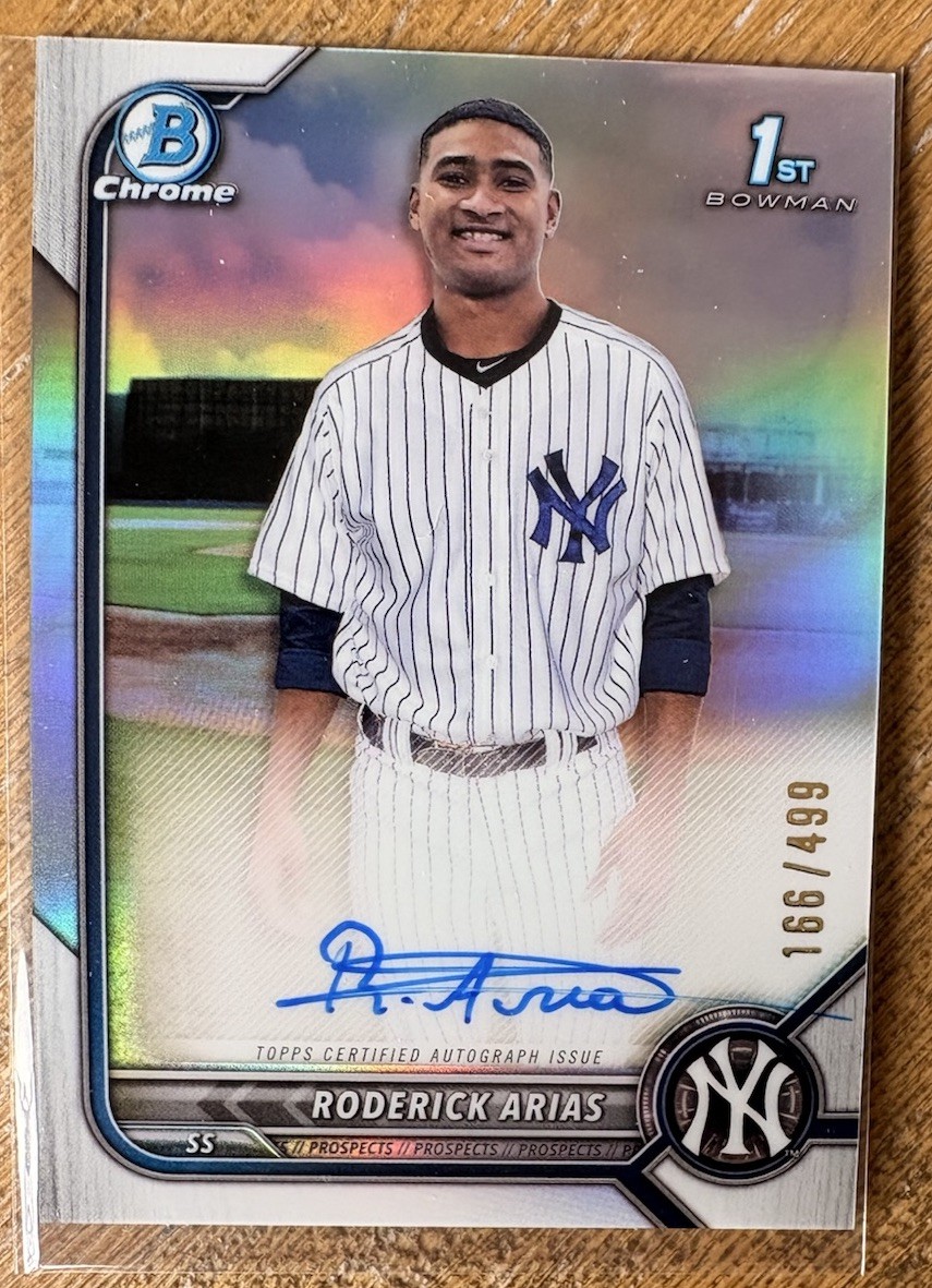 Bowman 2022 Chrome Roderick Arias #CPA-RA Yankees Auto Refractor /499