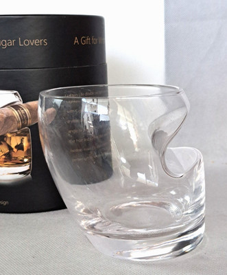 Lighten Life Whiskey  Glass w Cigar Holder NIB