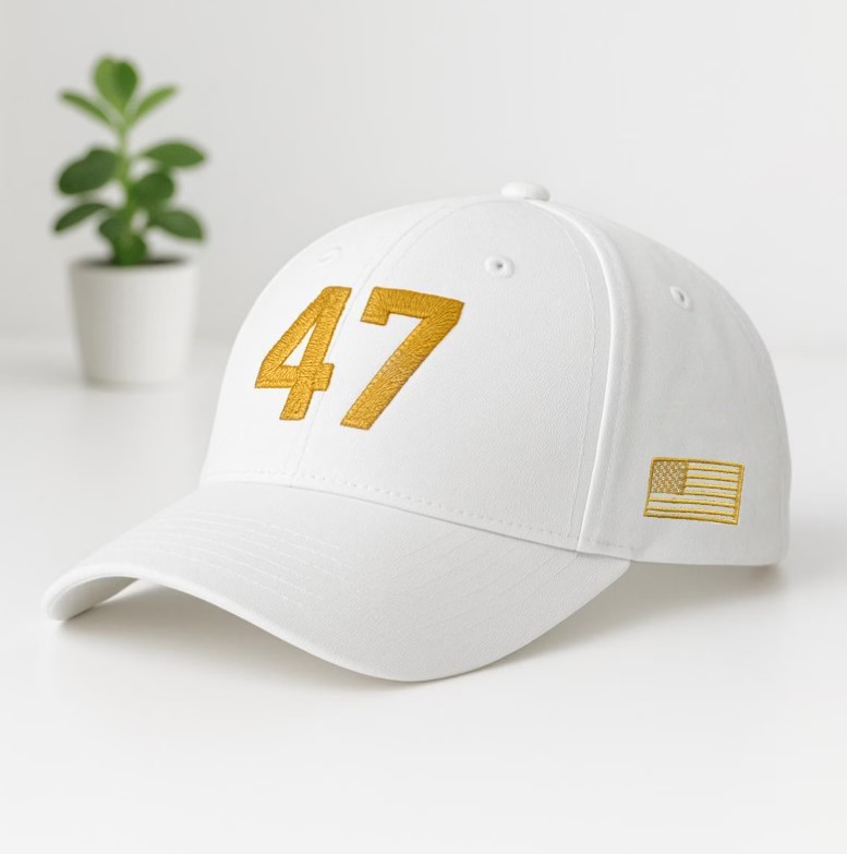 47 Hat Charlie Kirk Gold Embroidery USA Flag Hat Baseball Cap