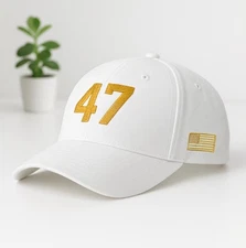 47 Hat Charlie Kirk Gold Embroidery USA Flag Hat Baseball Cap