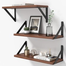 Floating Shelves Wall 16 Inch Long Wood Floating Shelves Set of 3 Wall Mounted