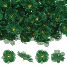 150-Pack Artificial Cherry Blossom Flower Heads, Silk Faux Petals Dark Green 