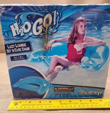H2O Go Lazy Lounge Sit 'N Easy Chair 60" X 39" For Pool Or Beach W/Cup Holders