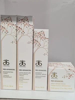 Arbonne Re9 Advanced Regenrtng Toner, Renewal Serum, Day & Night Cream,4 Pcs Set