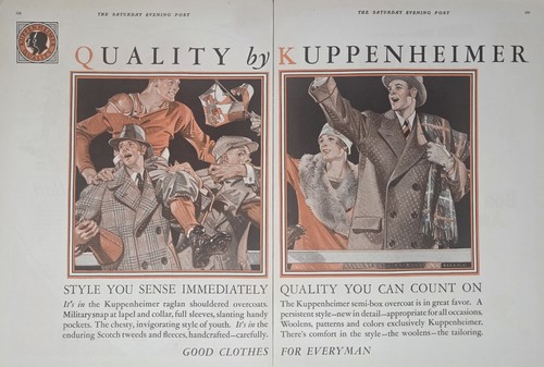 Vintage 1927  Quality by Kuppenheimer J.C. Leyendecker  Two Page Original Ad