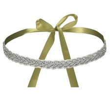 Bridal Belt 2cm Wide Sparkly Crystal Rhinestone Wedding Dress Belt Olive Green