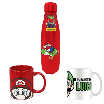 Super Mario Trinkset (2x Tasse 1x Flasche)