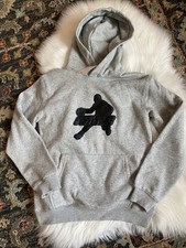 NWT H M Boys 12-14 Fleece Lined Printed Pull Over Hoodie Gray