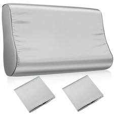 2 Pcs Silk Pillowcase for Memory Foam Neck Satin Pillow Case for Contoured Su...