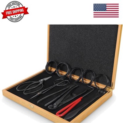 Bonsai Tools Set with Wood Box 12PCS Heavy Duty Bonsai Tree Kit, Trimming Sci...