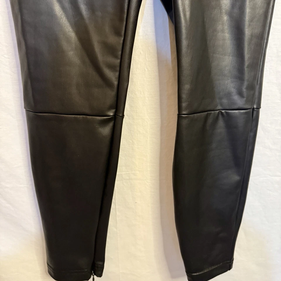 A New Day Pants Women's Size XL Black Faux Leather Elastic Waist - Image 3 of 4