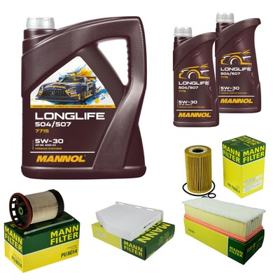 MANN Inspektionspaket 7L MANNOL Longlife 504/507 5W-30 für VW Jetta IV 162