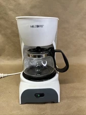 Mr. Coffee DR4 Coffee Maker 4 Cup Glass Carafe Drip Stop White Tested WORKS