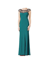 *184 Xscape Embellished Cap Sleeve Formal Dress Sz 8 Emerald Green