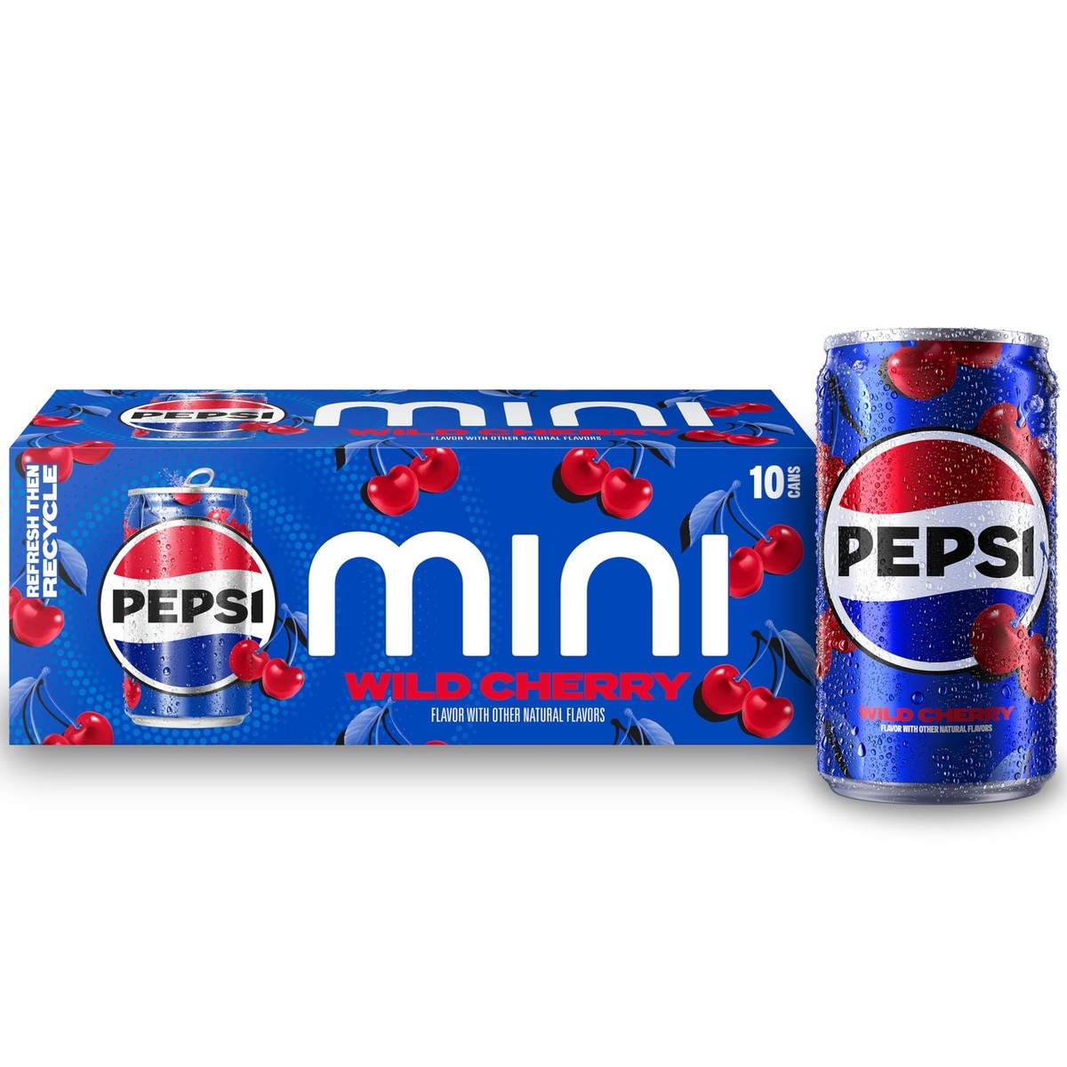 Pepsi Wild Cherry Cola Soda Pop Mini Cans, 7.5 Ounce Fl Oz (Pack