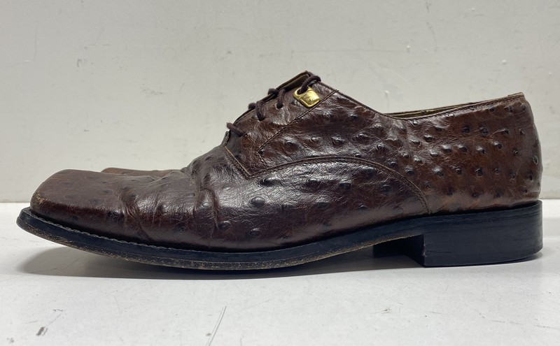 Vintage 90s Giorgio Brutini Private Collection Ostrich Square Toe Derby Size 10M