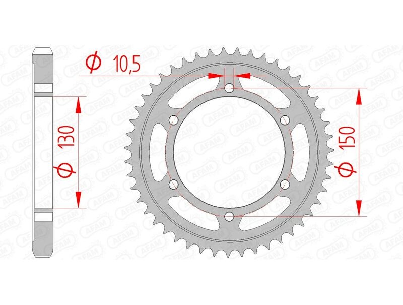Couronne moto AFAM 12801 pas 530 acier couronne arrière de remplacement