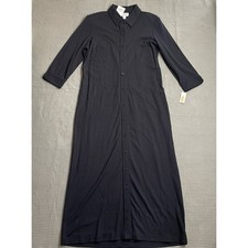 Talbots Maxi Shirt Dress Medium NWT Stretch Knit Black 3/4 Sleeve Minimalist