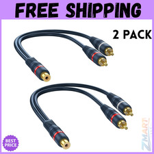 RCA Splitter 1 Female to 2 Male 2 Pack RCA Y Splitter RCA Audio Video Cable S...