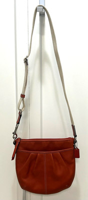 Leather Hobo or Crossbody Bag  Orange Color . 9'' in Width & 8'' in Height.