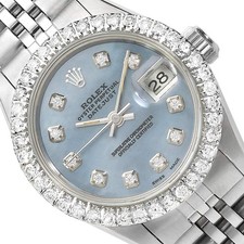 Rolex Datejust Custom Blue 69173 MOP Diamond ...