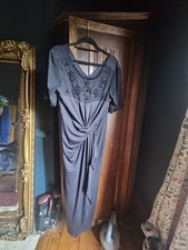 Cotton Traders Black Beaded Maxi Dress Size 14 Evening Occasion (beads missing)