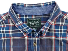 Woolrich Woolen Mills Men's Blue Red & White  Plaid Long Sleeve Shirt Size Large