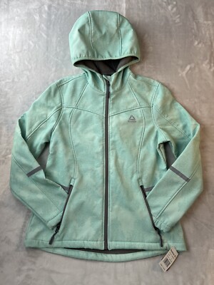 REEBOK Women Active Soft Shell Full Zip Hoodie OLRB65H Mint