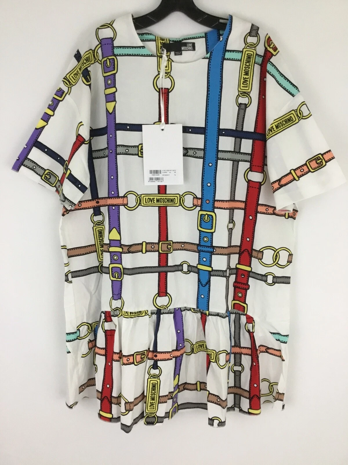 Abito LOVE MOSCHINO cintura stampa logo stile oversize lunghezza ginocchio