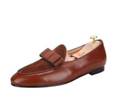 Men's New Fashion British Round Toe Bowknot Slip On Loafers Party Leather Shoes