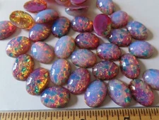 6 Czech. glass oval Cabochones in 18x13mm Pink Fire Opal.