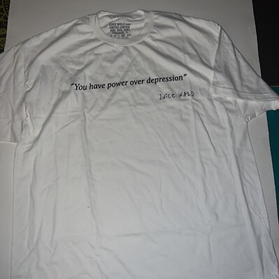 New Men s JuiceWRLD Day You Have Power Over Depression 12/9/21 White T Shirt  XL