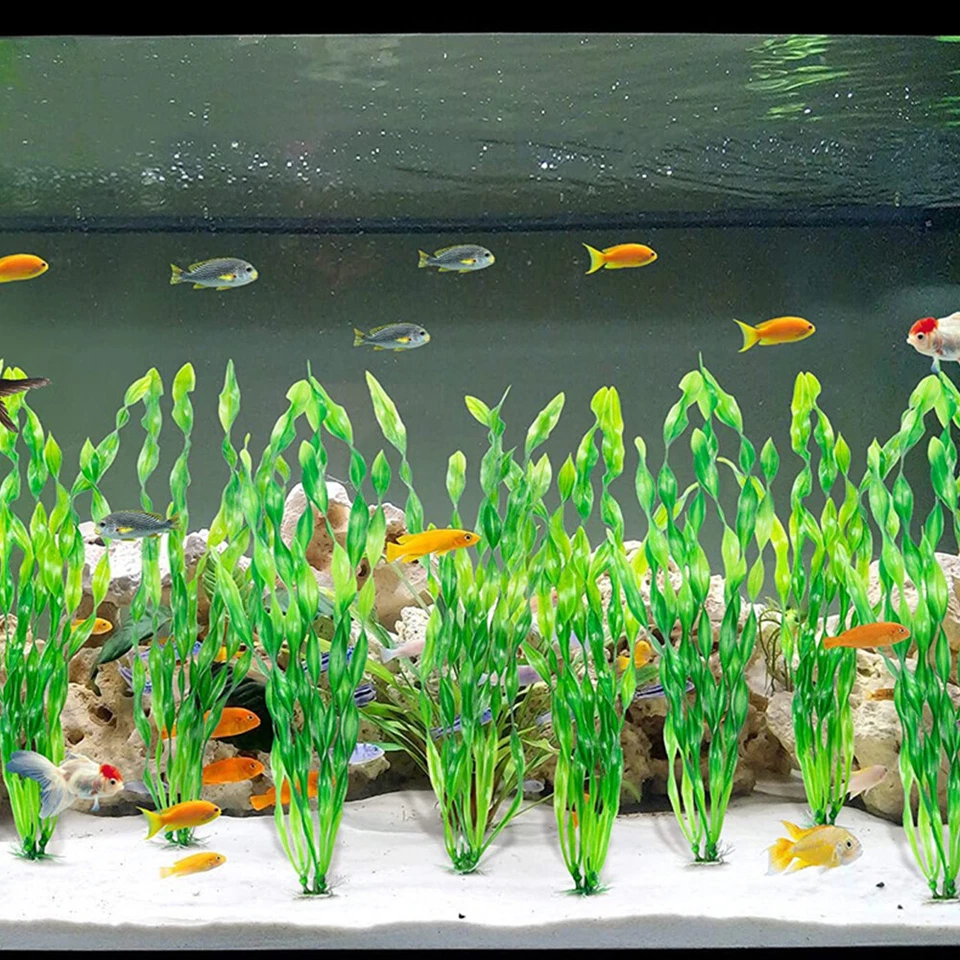 10-100PCS Artificial Fake Plastic Water Grass Plants Fish Tank Aquarium Ornament - image 3 of 4