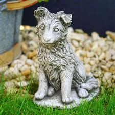 Sheltie Sheepdog Stone Statue | Puppy Dog Outdoor Garden Ornament Pet Gift Decor