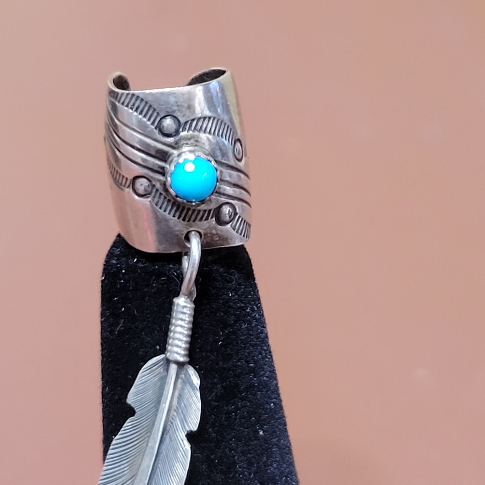 Sterling Silver Solid Turquoise  Ear Cuff With Da… - image 8