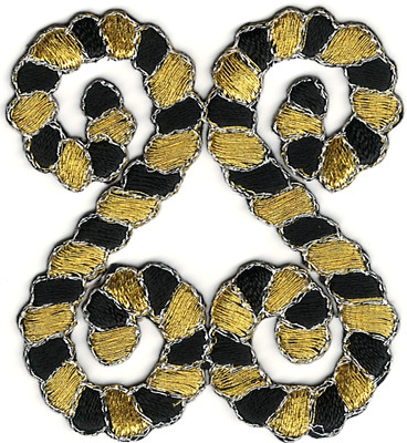 Fancy Gold Black Rope Scroll Crest Design Embroidery Patch