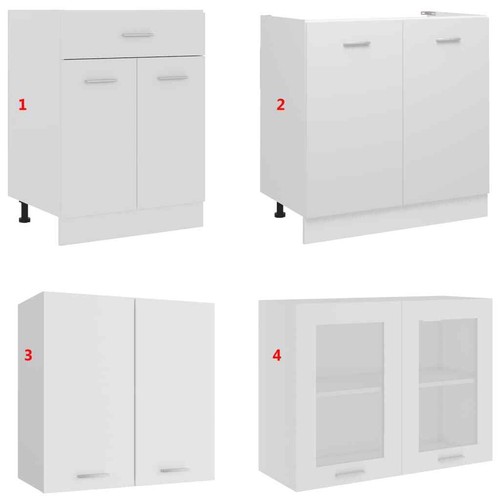 4 PCS Kitchen Cabinet Set Elegant Design Cupboard Storage Home Organizer White - Picture 12 of 14