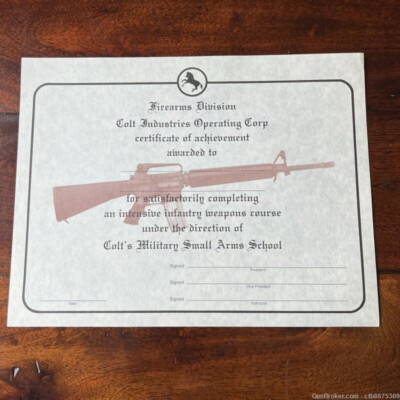 Colt AR-15 Certificate
