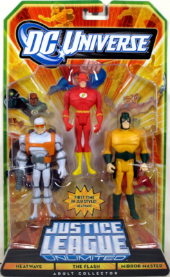 Justice League Unlimited 3-Pack HEATWAVE THE FLASH MIRROR MASTER Figure Set NEW!