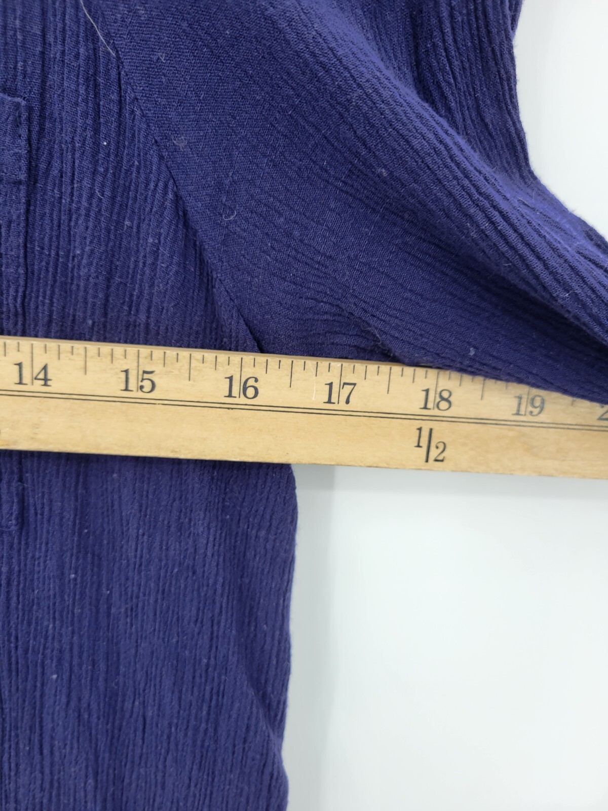 Umgee Top Womens Medium Blue Long Sleeve Lace Back Button Up Boho Blouse