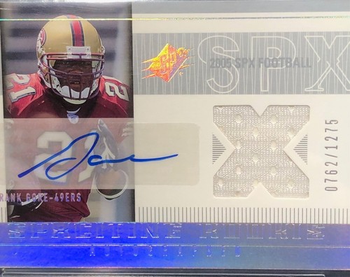 SPX Frank Gore #200 2005 cubierta superior, novato, automático, parche de camiseta, serie #/1275 - Imagen 3 de 3