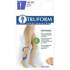 SM Truform Medical Pantyhose Full Figure 20-30 mmHg EXTRA TALL 5'8" Beige-3 Pack