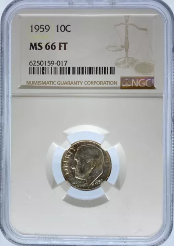 1959 Roosevelt Dime MS66FT NGC 